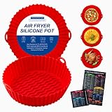 (3PCS) Air Fryer Silicone Liners with Air Fryer Magnetic Cheat Sheet, for 3 to 8Qt Air Fryer, Food-G