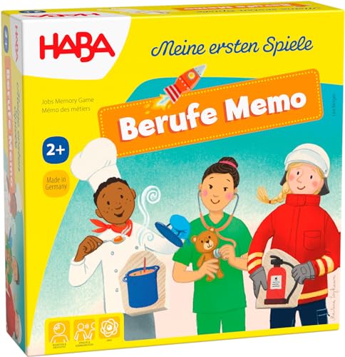 HABA Profesiones Memo – Mis Primeros Juegos – Puzzle de Profesiones para niños a Partir de 2 años – 8 Parejas Profesionales y Piezas de Rompecabezas de Madera – Material de Juego Grande y
