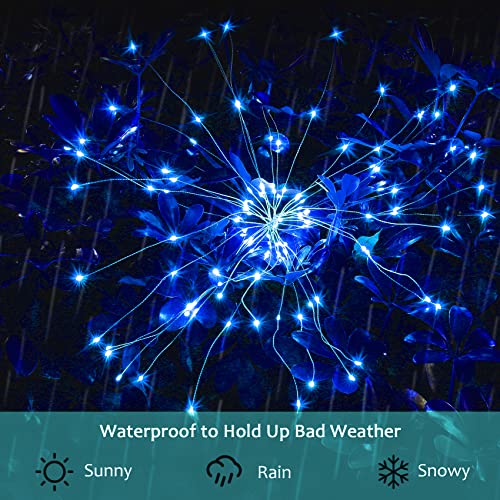 JJGoo Solar Firework Lights, 2 Pack 180 LEDs 2 Lighting Modes Solar Lights Outdoor Waterproof for Garden Patio Walkway Pathway Party Wedding Christmas Decorative -Blue - Thumbnail 5