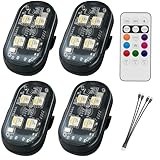 4PCS Wireless LED Strobe Lights with Remote Control, RGB 8 Colors Multifunction, USB Charging Waterproof Anti-Collision Tail Warning Mini Light for Car Motorcycle Trucks Bike Drone Aircraft (4)