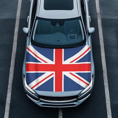 Image of British Flag Car Hood Cover Protector for Most Vehicles Sedans Trucks SUVs, Classical British Flag Stretchable Auto Accessories, British Union Jack Flag Car Bonnet Banner