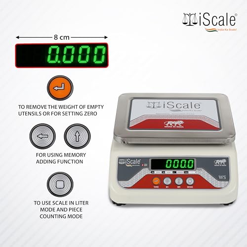 Image of iScale i-04, 6kg x 100mg (0.1g) High Accuracy Analytical Weight Machine - Ideal for Silver Jewelry & Other Precious Metals /Labs - Double Display - Stainless Steel Platform (175x225mm)