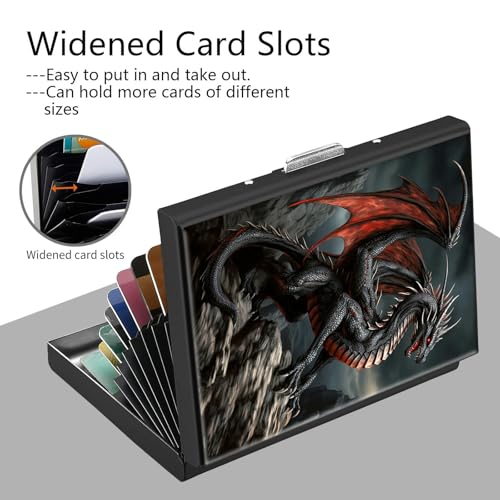 Credit Card Holder, Dragon Design Mini RFID Blocking Aluminum Wallet Slim Metal Hard Case Shell Travel Wallet ID Case Small Credit Cards Case Business Cards for Women Men Girls4
