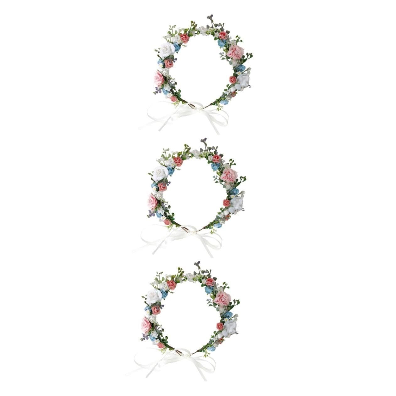 SHERCHPRY 3pezzi Flower Headband for Brides Wedding Floral Accessory for Ceremonies Parties and Photoshoots