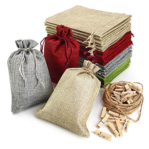 25pcs Petits Sachet Coton Sacs En Lin, 10x15cm Sacs En Tissu Avec Cordon De Serrage, Sac Toile De Jute Réutilisable, Petit Sac Cadeau Avec Cordon De Serrage Pochon Tissu Mariage