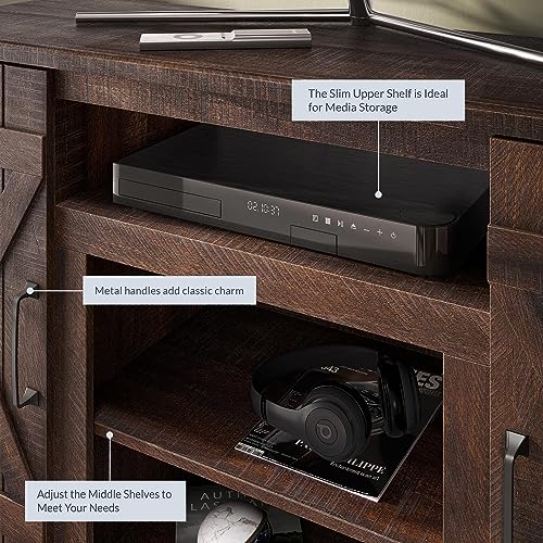 image for BELLEZE Industrial 47 Inch Rustic Wood TV Stand & Media Entertainment 