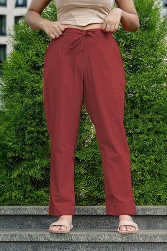 Image of Women's Cotton Regular Fit Trousers - Comfortable and Stylish Casual Office Wear Kurti Pants for Daily Use, Soft and Breathable Fabric