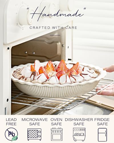 image for getstar Ceramic Pie Pan, 9 inch Pie Dish for Baking, Non-Stick, Oven &