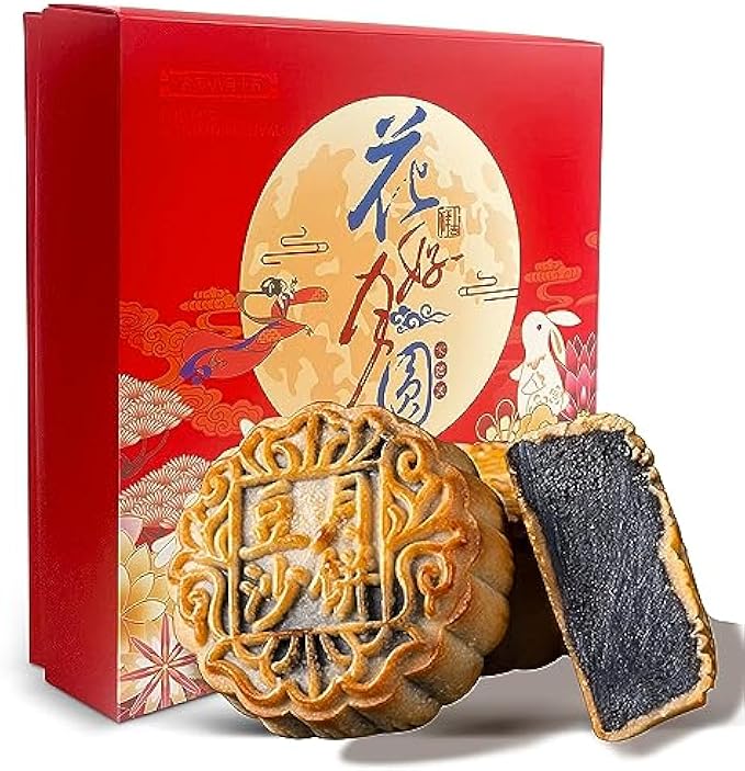 KWOLYKIM Mooncake Mid-Autumn Festival Black Bean Paste Moon Cake 750g 豆沙月餅肆個（4pcs）