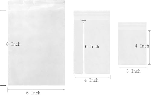 Miniatura 2 de Shapenty 3 tamaños de 3 x 4 pulgadas, 4 x 6 pulgadas, 6 x 8 pulgadas, bolsas de regalo de celofán resellables transparentes para galletas, joyas,