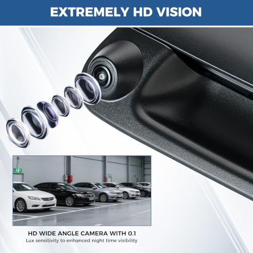 Image of Tailgate Handle Backup Camera Fit for Ford F150 F250 F350 F450 F550 Super Duty 1997-2007, Fit for Explorer Lobo 2001-2005 Tailgate Reversing Rear View Park Assist Camera RCA Plug 7L3Z-9943400AA