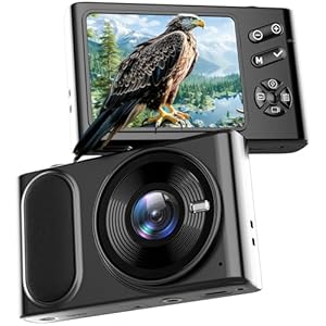 4K Digital Camera, 64MP Compact Camera with Autofocus, Digital Point and Shoot Camera with Anti-Shake, 16X Zoom Small Travel Digital Camera, 32GB Card, 2 Batteries for Beginners and Teens(Black)