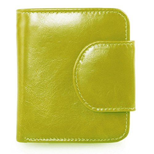 AINIMOER Women's Small Compact Billfold Leather Tri-Fold Wallet with Zipper Pocket