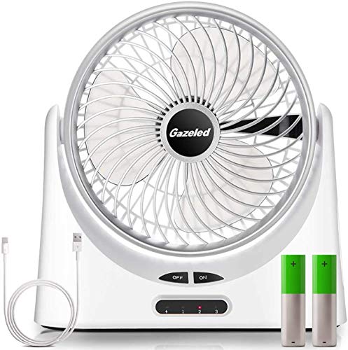 USB Powered Desk Fan, Battery Operated Fan, 9 Inch Camping Fans Rechargeable, Quiet Portable Fan with Enhanced Airflow, 2 Speeds, Personal Cooling Fan for Home Office Table