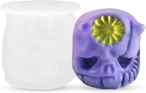 Miniatura 6 de PEVOGON Molde de vela de calavera de calabaza para hacer velas, molde de silicona 3D para fundición de resina, bricolaje yeso, arcilla polimérica,