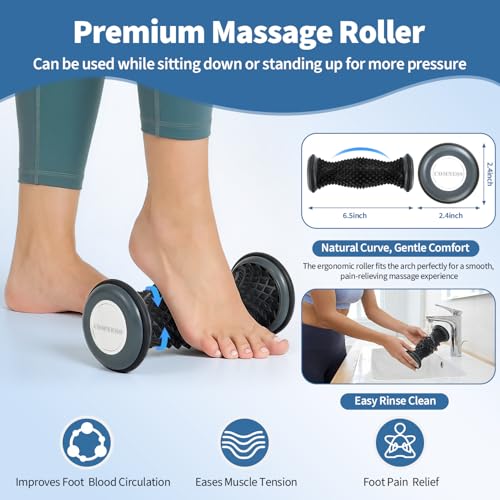 Image of comness Plantar Fasciitis Relief Kit - Foot Stretcher and Foot Massager Roller, Stretch and Roll Routine for Heel Pain,Arch Pain, Simple At-Home Daily Foot Care