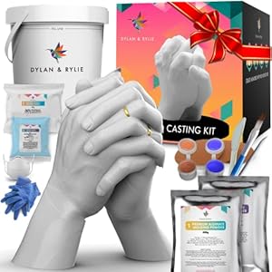 Dylan & Rylie Hand Casting Kit Couples – Plaster Hand Mold Casting Kit, DIY Kits for Adults and Kids, Wedding Gifts for…