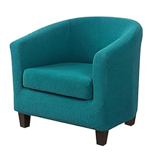 Polaire Housse de Fauteuil Club Ensemble de Deux Pièces Polaire Housse de Fauteuil de Club-Très Extensible Housse de Fauteuil Salon Fauteuil Cabriolet Tub Chair avec Housse de Coussin(Vert Émeraude,1)