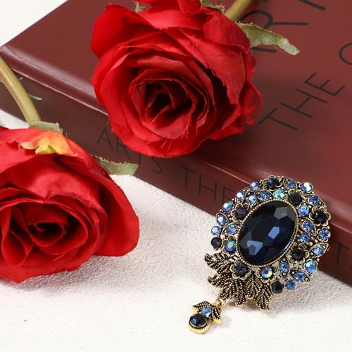 Image of Vintage Teardrop Rhinestone Brooch Crystal Diamond Wedding Brooches and Pins Flower Badge Boutonniere Corsage for Women