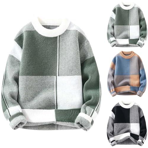 Cambkatl Men's Colorblock Knit Sweaters - 2024 Fall Winter Loose Crew Neck Long Sleeve Pullover Casual Soft Jumper Tops2