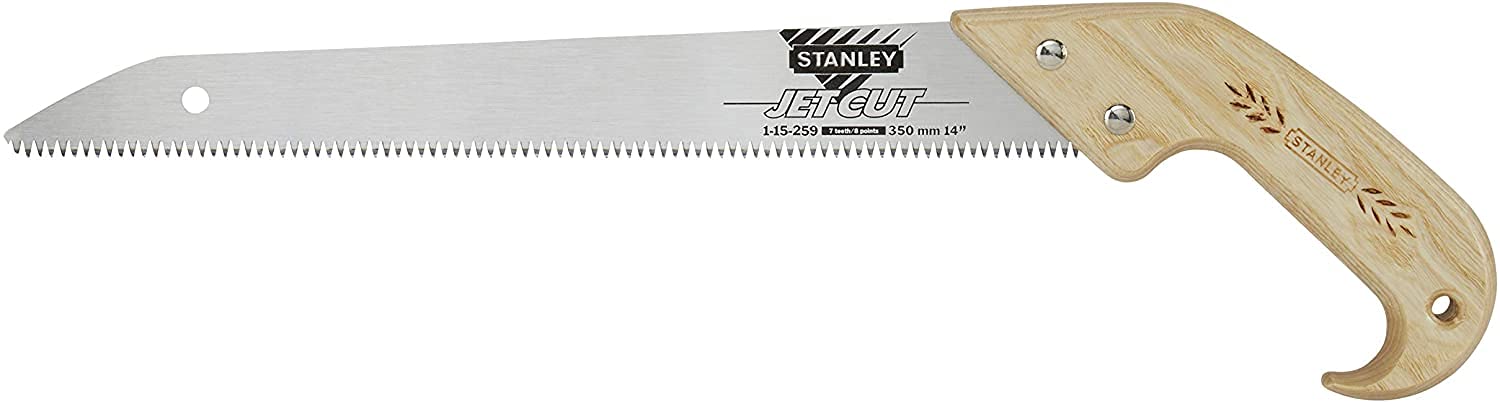 STANLEY 1-15-259 Scie De Jardinier JetCut 7Dents/ Pouce - Fabriqué En France - 350 Mm - Poignée Bois - Denture Triple Biseau