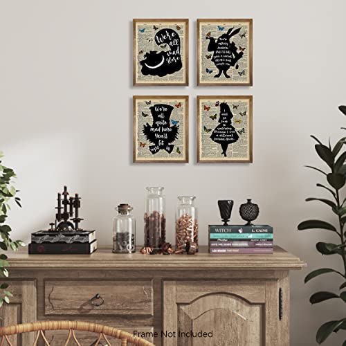 Alice In Wonderland Wall Art Decor - Cheshire Cat Mad Hatter White Rabbit - Alice Inspirational Saying Quote Poster Print - Motivational Wall Art For Alice Fans - Affirmation Gift For Women Teen Girl #TOP4