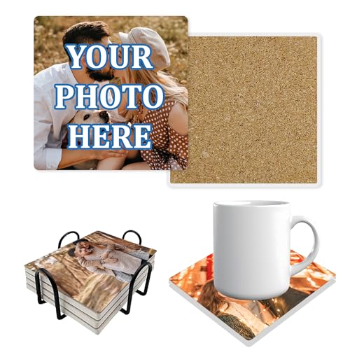 Posavasos personalizados para bebidas, posavasos personalizados con diferentes imágenes, juego de posavasos de cerámica con almohadillas de respaldo de corcho, almohadilla resistente al calor para
