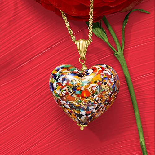 Ross-Simons 2302026 Italian Multicolored Murano Glass Heart Pendant In 18Kt Gold Over Sterling thumb #3