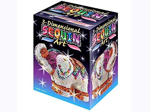 Sequin Art Sequin Art-3D, ca. 8,5 x 15 x 11 cm Kit de Bricolaje para Niños, Elefante, CREA Bello 3D Arte Colorido con Lentejuelas, Multicolor, (5013-1121)