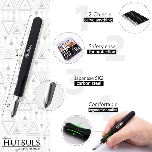 image for Hutsuls Wood Carving Tools Set - Easy to Use 12 pcs Mini Wood Chisel B