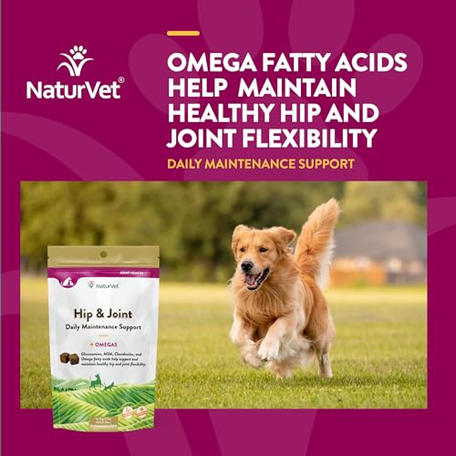 NaturVet Hip & Joint Soft Chews Plus Omegas for Dogs and Cats, 120 ct Soft Chews, Made in USA - Image 5