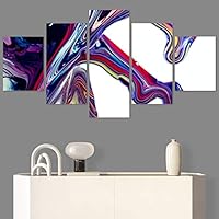 SIGNWIN 5 Panel Canvas Wall Art Abstract Closeup Digital Art Modern Artwork for Home Decorations Ready to Hang - 60
