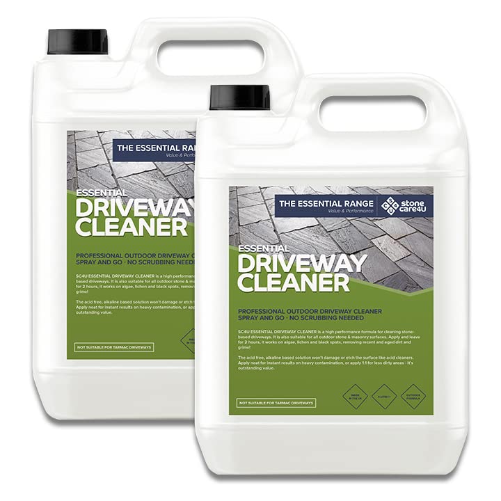 Stonecare4u Essential - POWERFUL DRIVEWAY CLEANER - The Simple Way to Remove DIRT, ALGAE, WEEDS and MOSS from BLOCK PAVING, CONCRETE, NATURAL STONE and COBBLE PAVING Drives (2 x 5 Litres)