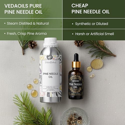 Image of VedaOils Pine Needle Oil 100ml | Pure & Natural Pine Oil for Diffuser, Aromatherapy, Bath Bombs, Soaps & Candles