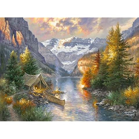 Ledgebay DIY Paint by Numbers Kit for Adults Unframed Canvas: Beginner to Advanced Paint by Numbers Kit Kits Include Acrylic Paint Set Brushes&Tabletop Easel (Rocky Mountain Campsite 16x20 Unframed) Cover
