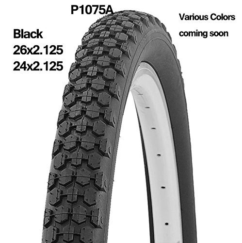 Fenix Bicycle Bike Tire All Black Knobby Tread. P1075A Beach Cruiser, Chopper, and Sizes (Black, 26