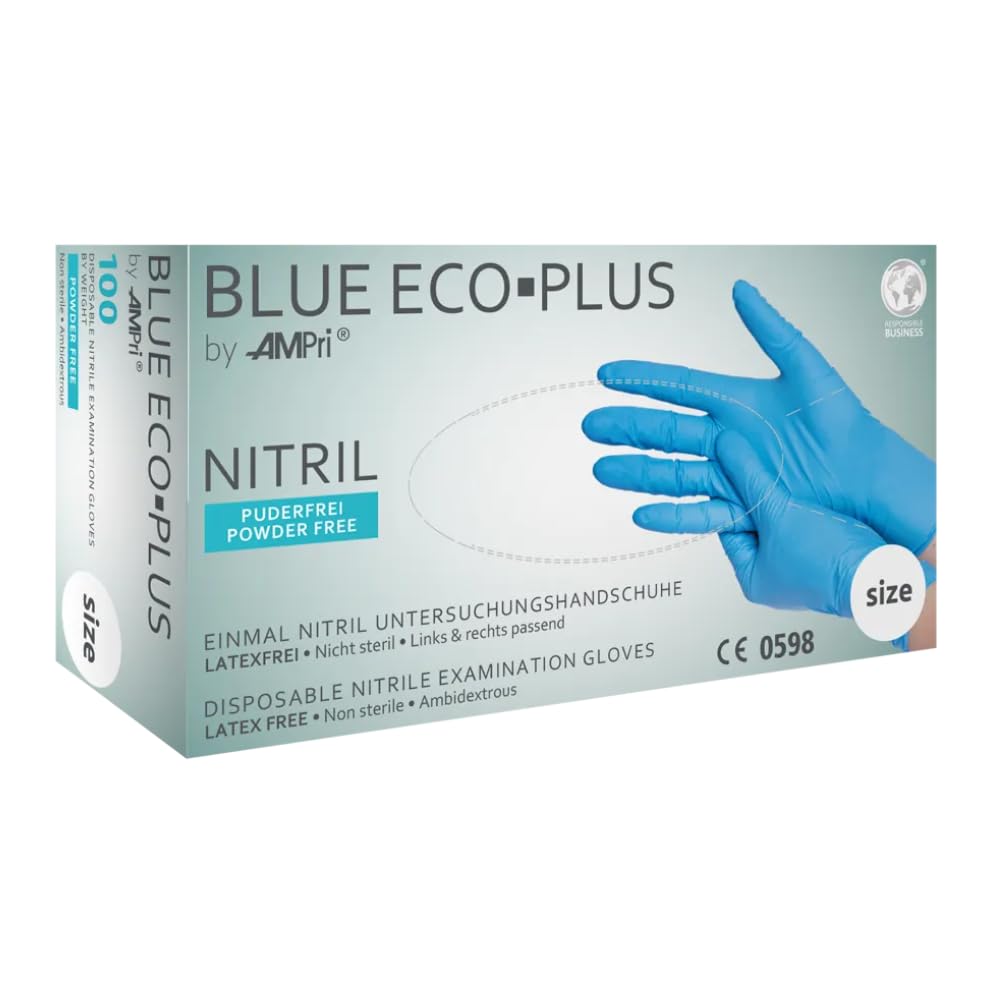 1000 azul Guantes de nitrilo Blue Eco Plus, sin polvo desechables Guantes Guantes, guantes de, Op, large