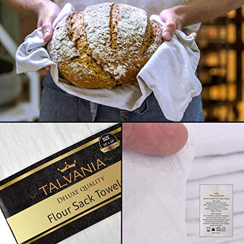 Talvania Classic White Flour Sack Towels - 12-Pack of 100% Ring Spun Cotton Extra Thick Home Kitchen Dish Towel. Soft Absorbent Dish Towels - Lint Free Measures 28” X 28” Tea Towel (Herringbone) - Thumbnail 3