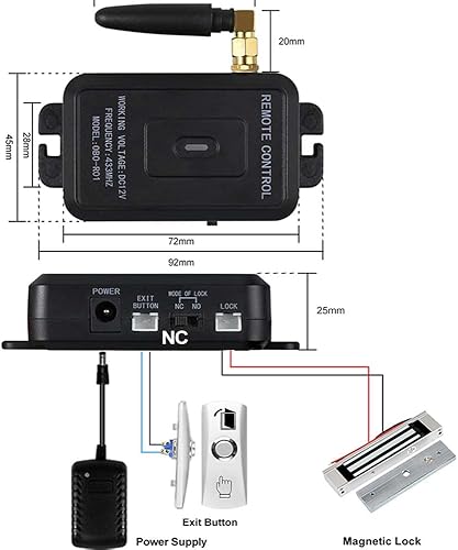 Miniatura 6 de DC12V TUYA & RF Abridor de puerta independiente, control remoto inalámbrico de 433 Mhz, cerradura magnética de 396.8 lbs, liberación de botón de