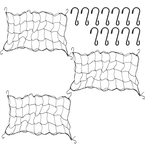 DAJAVE 3 Pack Grow Tent Trellis Netting, Flexible Net Trellis Fits 2x4ft, Elastic Plant Net with Hooks, Trellis Netting for Grow Tents, Gardening and Horticulture (Black)