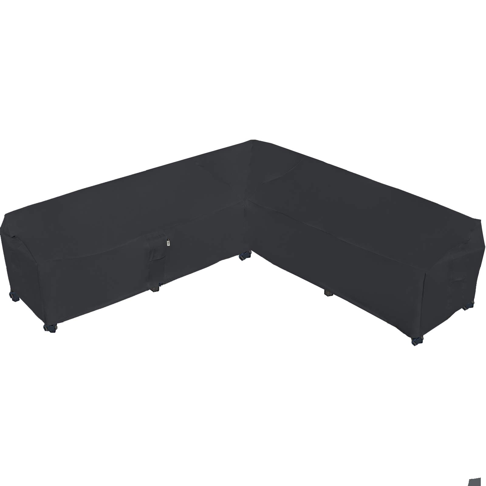 Heavy Duty Outdoor Sectional Sofa Cover, 115"X115" Waterproof 600D Patio Sectional Couch Cover, Lawn Patio Furniture Cover(Midnight Black, V-Shaped-115 x115)