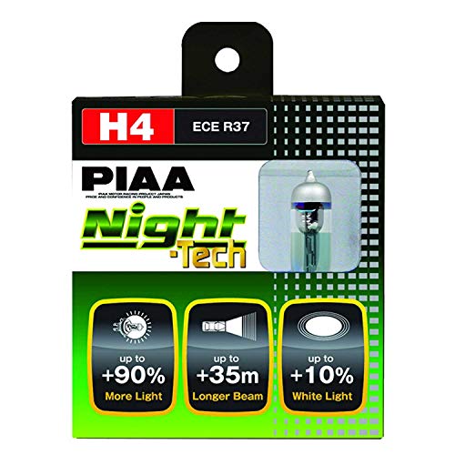 Piaa 10704 H4 (9003 or HB2) Night Tech High Performance Halogen Bulb, (Pack of 2)