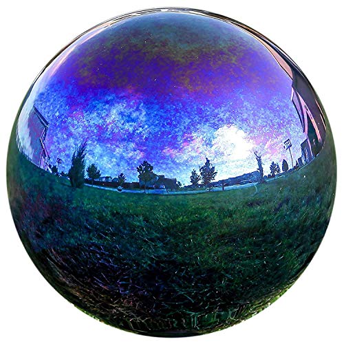 Lily's Home Glass Gazing Mirror Ball, Colorful and Shiny Addition to Any Garden or Home, Ideal As a Housewarming Gift, Sparkling Rainbow | 12 Inches (30 cm) Diameter