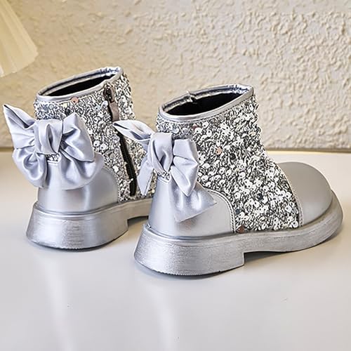 Girls Sequins Ankle Boots Kids Toddler Glitter Side Zipper Bowknot Design Boots Party Performance Boots Formal Shoes2
