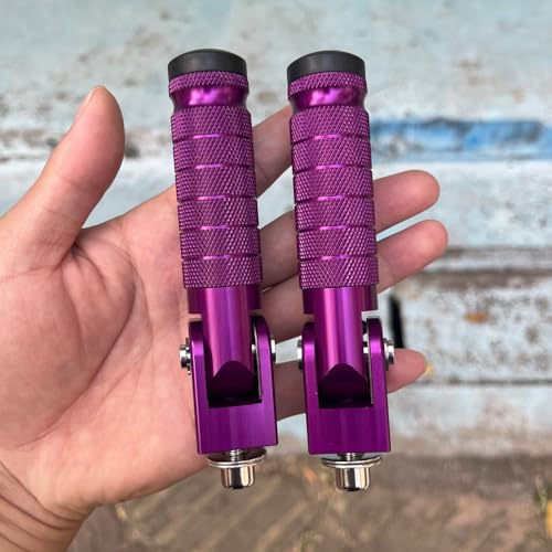 Image of Purple Motorcycle Bicycle Folding Foot Pegs 90 Degree Foldable Electric Motorbike Ebike For Super73 S2 /ZX /RX /R /S Passenger Footrests Rearsets Rear Set Footpegs foot Rest Pedals M8 Install Bolts