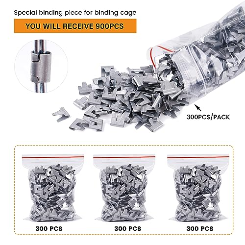 Image of Wire Cage Buckle Pliers with 900 Wire Cage Clips Wire Cage Fasten Clips Hog Ring Pliers for Chicken Cages Rabbit Hutches Pet Cages (orange)