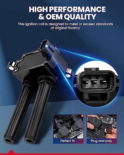 Image of KAX Pack of 8 Ignition Coil Set for Ram 1500 2011-2022 5.7L /6.2L, Ram 2500 2011-2022 6.4L /5.7L,Charger 2006-2023 5.7L /6.4L /6.1L /6.2L, Ram 1500 2006-2010 5.7L, Challenger 2008-2023 6.4L /5.7L /6.2L /6.1
