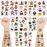 DERAYEE ハロウィン タトゥーシール ステッカー 飾り10枚 約75pcs入り かわいい 防水 長持ち お化け 魔女 ドクロ くもの巣 バット ハロウィン絵柄 コスプレ パーティー 文化祭 (漫画ステッカー, 75pcs)