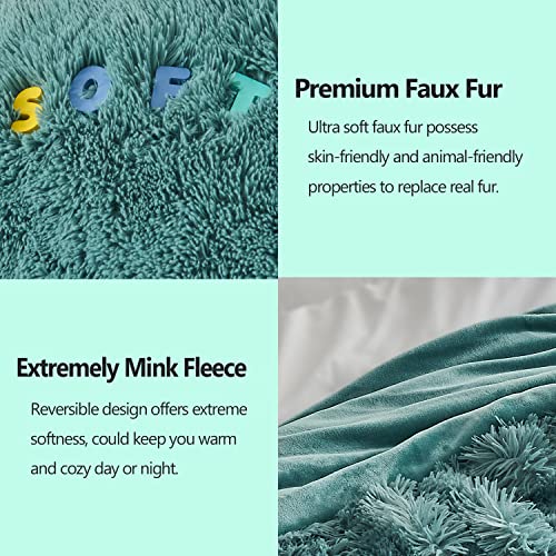 GONAAP Fuzzy Faux Fur Throw Blanket Light Teal Super Soft Cozy Plush Fuzzy Shaggy Blanket for Couch Sofa Bed (Light Teal, Throw(50"x60"))
