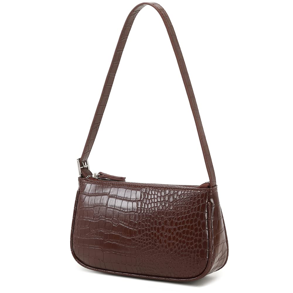 WSRYDJDL Small Purse for Women, Adjustable Shoulder Bags Crocodile Pattern Clutch Purse with Zipper Closure Retro